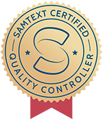 Elisabeths Samtext Certified Quality Controller-merke