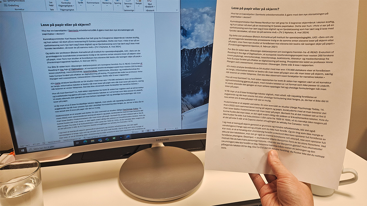 Lese på papir eller på skjerm?